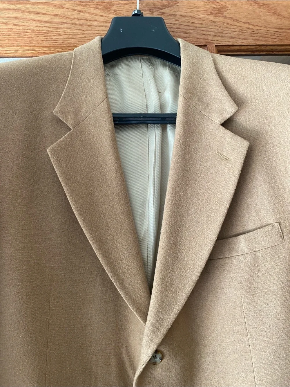 Oscar de la Renta Men’s 46L Long Camel Blazer Wool Cashmere Sport Coat